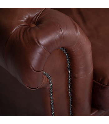 Chesterfield 2 plazas Sofá clásico de lujo barroco rococó de cuero marrón Sofá nuevo