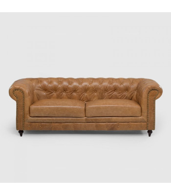 Chesterfield 3 plazas Sofá clásico de lujo barroco rococó en tela de cuero