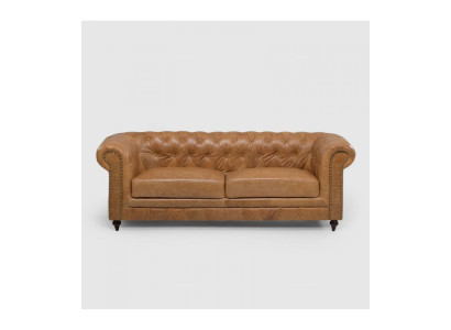 Chesterfield 3 plazas Sofá clásico de lujo barroco rococó en tela de cuero