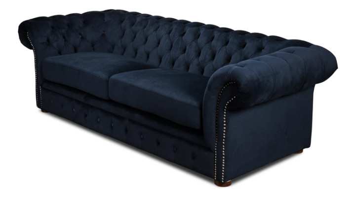 Sofá clásico de salón - Sofá de tela azul Chesterfield de 3 plazas jvmoebel ®