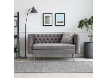 Sofá de dos plazas Chesterfield, sofá de tela, sofá, conjunto de tapizado de asientos, sofás de 2 plazas gris.