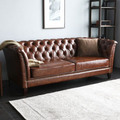 Sofá de diseño de cuero Chesterfield, sofá de lujo clásico de 2 plazas, nuevo.