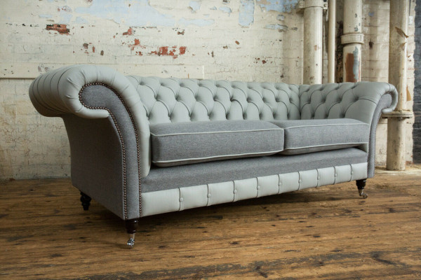 Sofá Chesterfield de 3 plazas Sofá Sofás Sofás Sofá de diseño gris nuevo
