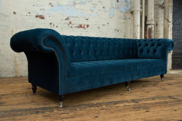 sofá grande Chesterfield, sofá tapizado, sofá de diseño, sofás de terciopelo, tela de cuero nuevo