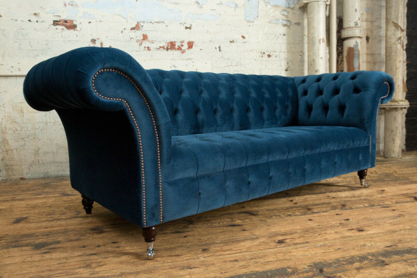 sofá grande Chesterfield, sofá tapizado, sofá de diseño, sofás de terciopelo, tela de cuero nuevo