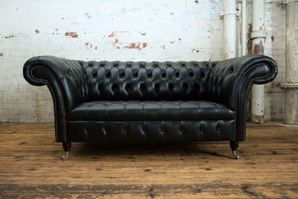 Chesterfield Original Sofa JVMoebel Sofá Textil Sofás Sofás de tela negro nuevos