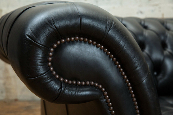 Chesterfield Original Sofa JVMoebel Sofá Textil Sofás Sofás de tela negro nuevos