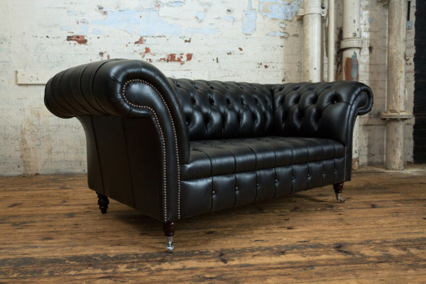 Chesterfield Original Sofa JVMoebel Sofá Textil Sofás Sofás de tela negro nuevos