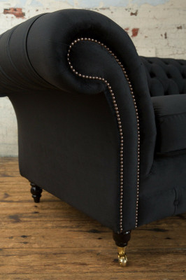 Chesterfield Original Sofa JVMoebel Sofás de tela Gris 185cm Sofá