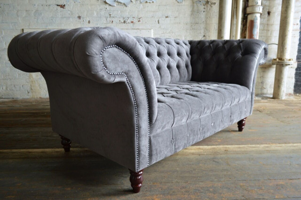 Sofá Chesterfield de 2 plazas Sofás Asientos para sala de estar Sofá de diseño gris nuevo