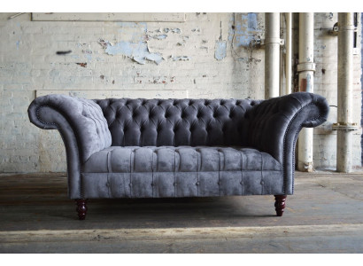 Sofá Chesterfield de 2 plazas Sofás Asientos para sala de estar Sofá de diseño gris nuevo