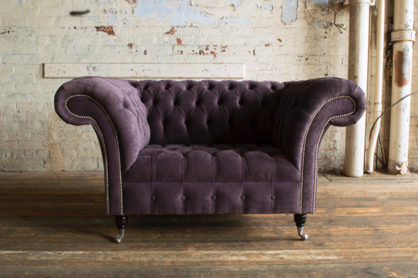 Chesterfield Sillón Sofá Tapizado Sofá Sofás 1,5 Plazas Individual Lila Textil