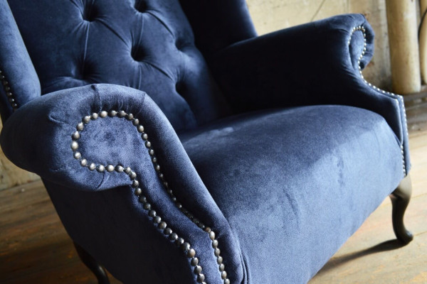 Sillón azul de orejas Chesterfield Sofá Sofá Acolchado de un asiento Sofás Textiles