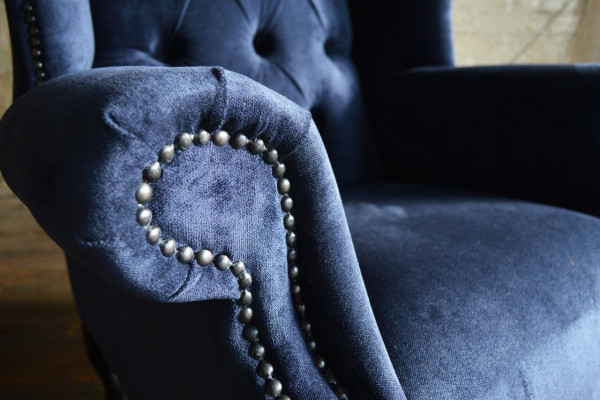 Sillón azul de orejas Chesterfield Sofá Sofá Acolchado de un asiento Sofás Textiles