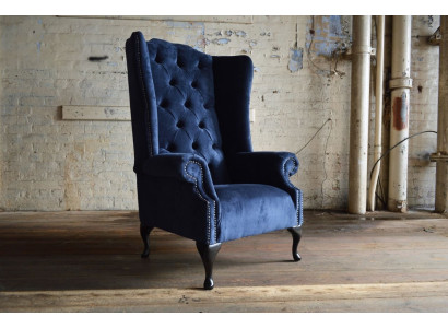 Sillón azul de orejas Chesterfield Sofá Sofá Acolchado de un asiento Sofás Textiles