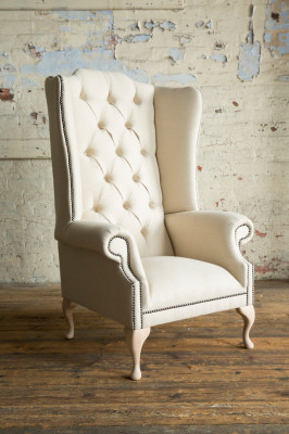 Chesterfield sillón de orejas de una plaza sofá sofá tapizado terciopelo cuero tela relax nuevo.