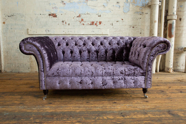 Sofá tapizado Chesterfield de tela, sofá, conjunto de asientos con respaldo nuevo de 2 plazas.