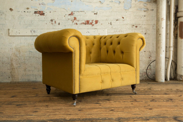 Sofá de diseño Chesterfield Sillón Sofá Tapizado Lujo Textil Sofá de 1 plaza #376.