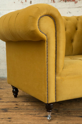 Sofá de diseño Chesterfield Sillón Sofá Tapizado Lujo Textil Sofá de 1 plaza #376.
