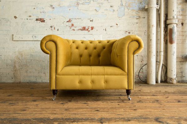 Sofá de diseño Chesterfield Sillón Sofá Tapizado Lujo Textil Sofá de 1 plaza #376.