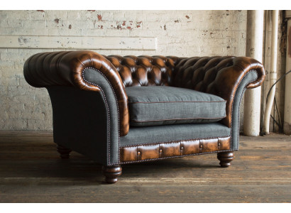 Chesterfield diseño tela sofá sillón 1.5 plazas sofás tapizados lounge nuevo club