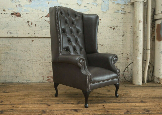 Chesterfield sillón individual de orejas sofá sofá relax tapizado terciopelo cuero tela