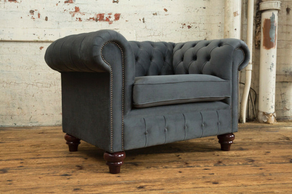 Chesterfield Diseño Sillón Sofá Tapicería Lujo Textil Sofá 1 Plaza Uniplaza