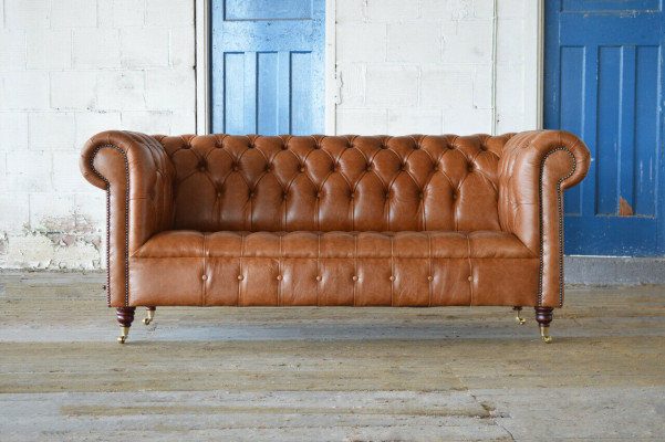 Chesterfield sofá de tres plazas sofá tapizado diseño sofás sofá de cuero nuevo
