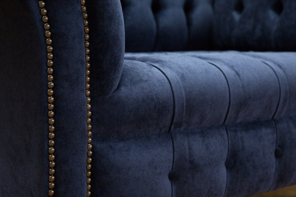 Chesterfield sillón sofá tapizado sofa sofás 1,5 plazas individual azul textil