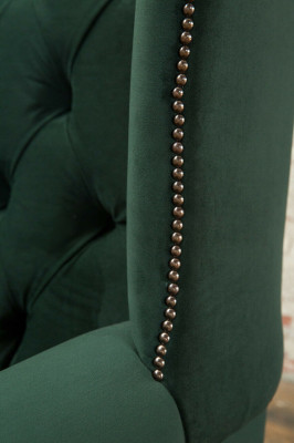 Chesterfield sillón orejero, sillón de una plaza, sofá acolchado, sofá de tela para relajarse viendo la televisión.
