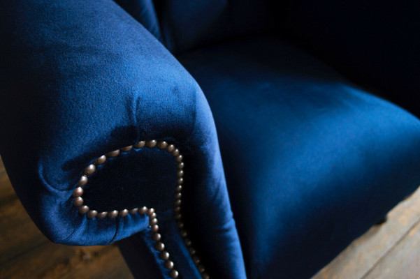 Chesterfield sillón de orejas sillón sofá relax tapizado sofá de diseño Royal Azul.