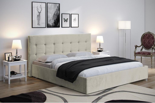 Beige 160x200 cama dormitorio camas textil cuero hotel lujo tapizado grande nuevo