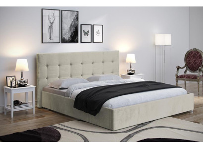 Beige 160x200 cama dormitorio camas textil cuero hotel lujo tapizado grande nuevo