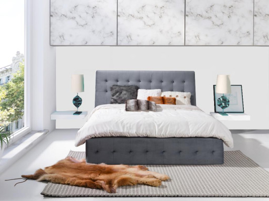 Cama Acolchada Diseño Lujo Doble Hotel Camas Matrimoniales Dormitorio Textil 180x200cm