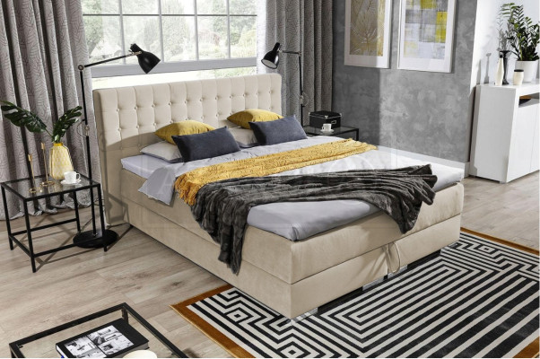 Diseño de cama Chesterfield textil terciopelo acolchado terciopelo camas de hotel dormitorio nuevo