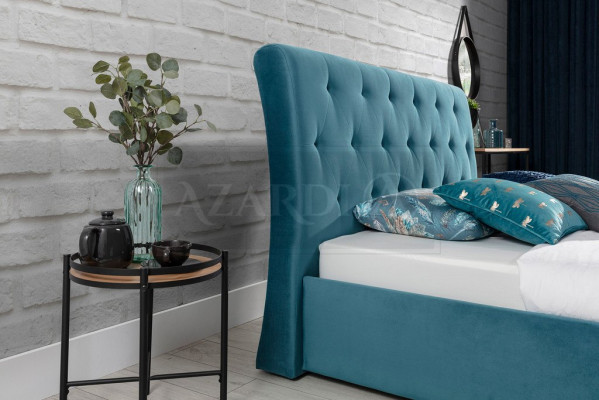 Cama acolchada de lujo diseño doble de hotel 180x200cm dormitorio de terciopelo nuevo