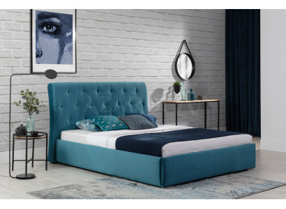 Cama acolchada de lujo diseño doble de hotel 180x200cm dormitorio de terciopelo nuevo