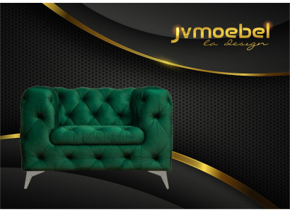 Sillón Chesterfield de lujo, de una plaza, sofá tapizado Chesterfield Lounge Club de terciopelo.