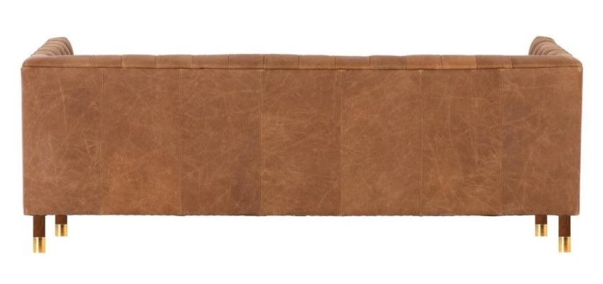 Sofá Chesterfield de tres plazas marrón xxl, mueble de cuero para la sala de estar moderno y nuevo.