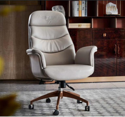 Silla de oficina de cuero beige acero inoxidable muebles de oficina de lujo sala de estar nueva