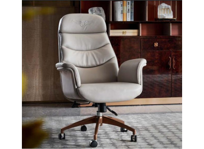 Silla de oficina de cuero beige acero inoxidable muebles de oficina de lujo sala de estar nueva