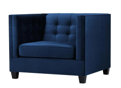 Silla Chesterfield azul para sala de estar, tela de textil azul, muebles creativos modernos.