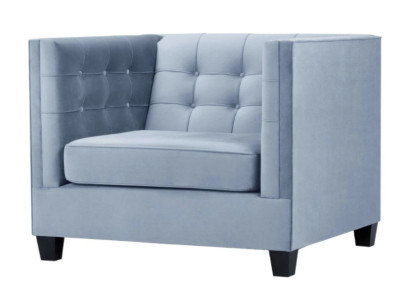 Sillón Chesterfield azul para salón de tela de textil mobiliario creativo moderno.