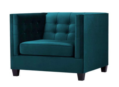 Sillón Chesterfield de tela textil verde mar. Muebles creativos nuevos para la sala de estar.