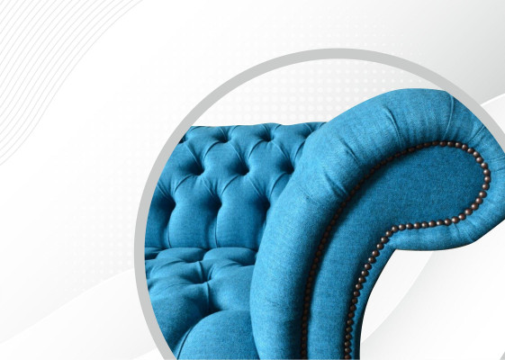 Sofá grande Chesterfield azul XXL 265 cm, Sofás tapizados de tela de terciopelo de 4 plazas