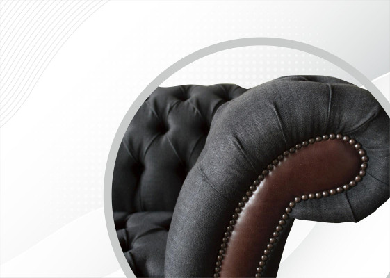 Chesterfield Negro Sala de estar Tela Diseño Sofás Tapizados Sofá Nuevo Sofá de Cuero