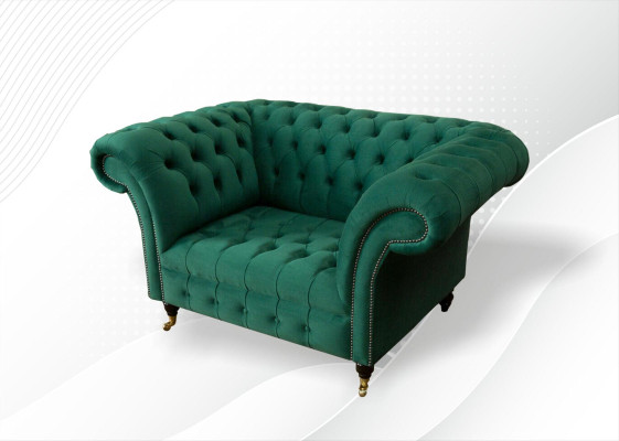Sillón Chesterfield de tela verde, diseño acolchado, nuevo, creativo, lujoso para sala de estar.