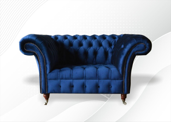Silla Chesterfield de tela azul muebles creativos modernos de lujo para sala de estar.
