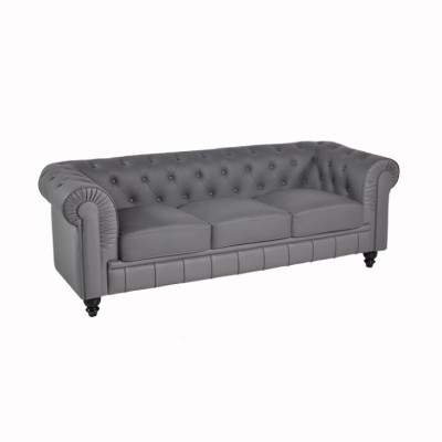 Sofá gris Chesterfield sofá de oficina sofá de recepción cuero textil nuevo jvmoebel ®