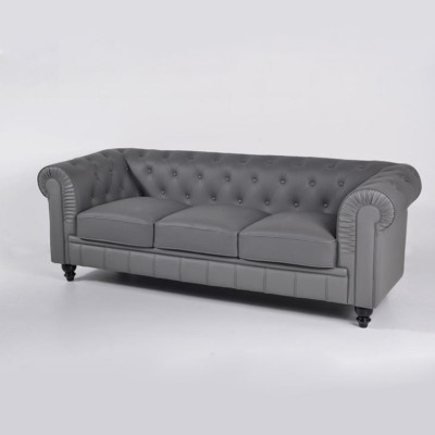Sofá gris Chesterfield sofá de oficina sofá de recepción cuero textil nuevo jvmoebel ®